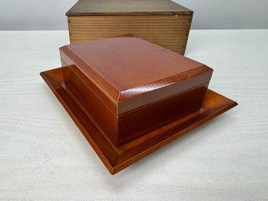 Y10897 BOX Shunkei lacquer small Accessory case stand Japan antique container