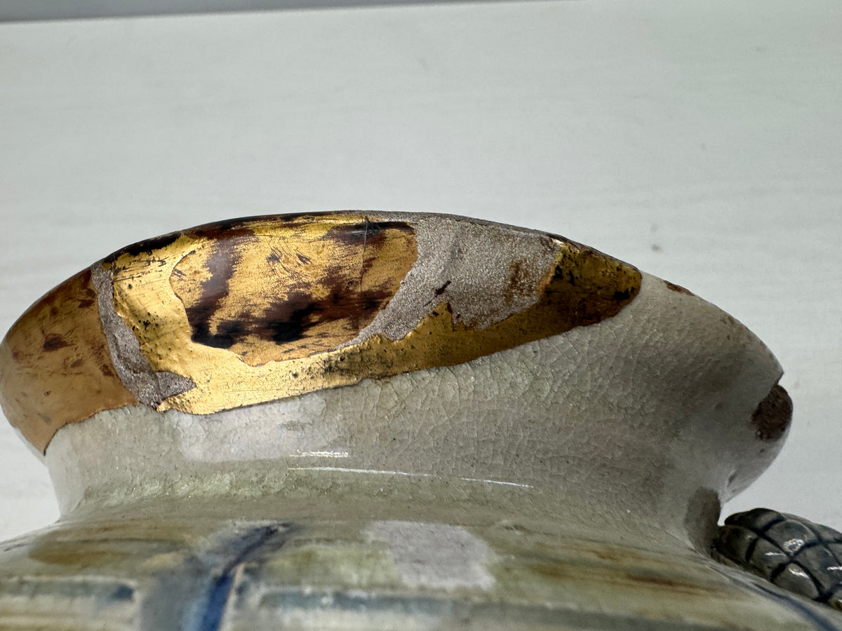 Y10900 FLOWER VASE Ofuke-ware kintsugi Japan antique ikebana floral arrangement