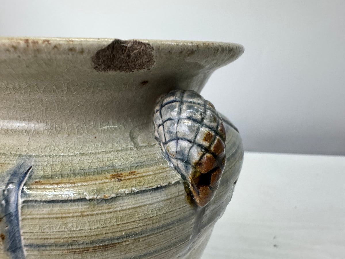 Y10900 FLOWER VASE Ofuke-ware kintsugi Japan antique ikebana floral arrangement