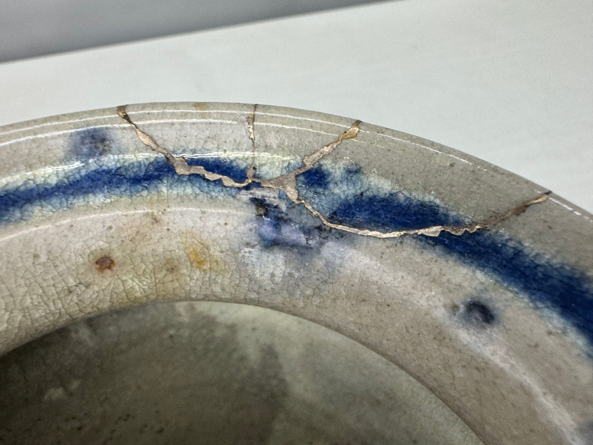 Y10900 FLOWER VASE Ofuke-ware kintsugi Japan antique ikebana floral arrangement