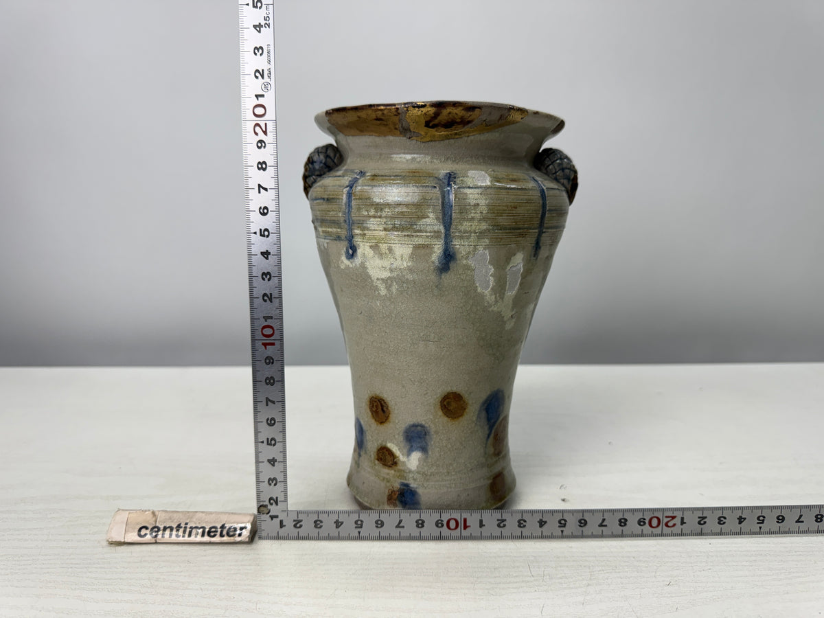 Y10900 FLOWER VASE Ofuke-ware kintsugi Japan antique ikebana floral arrangement