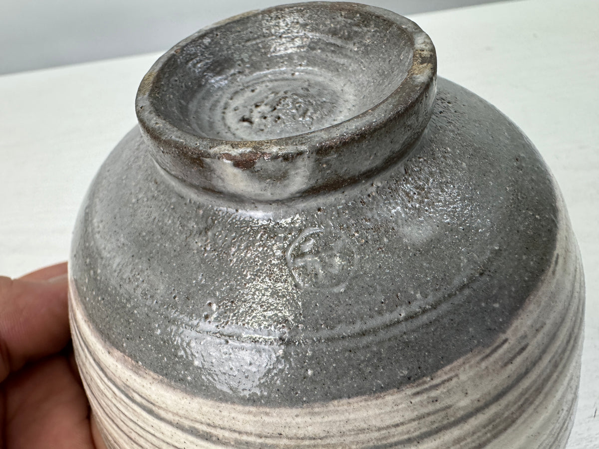 Y10901 CHAWAN Mishima bowl signed box Japan antique tea ceremony pottery cup