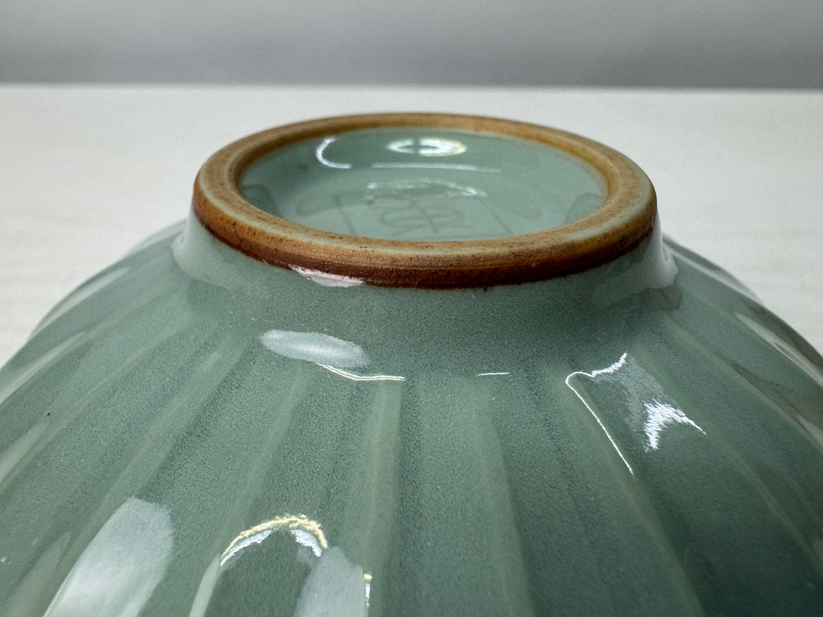 Y10903 CHAWAN Celadon bowl signed box Kyo-ware Japan antique tea ceremony cup