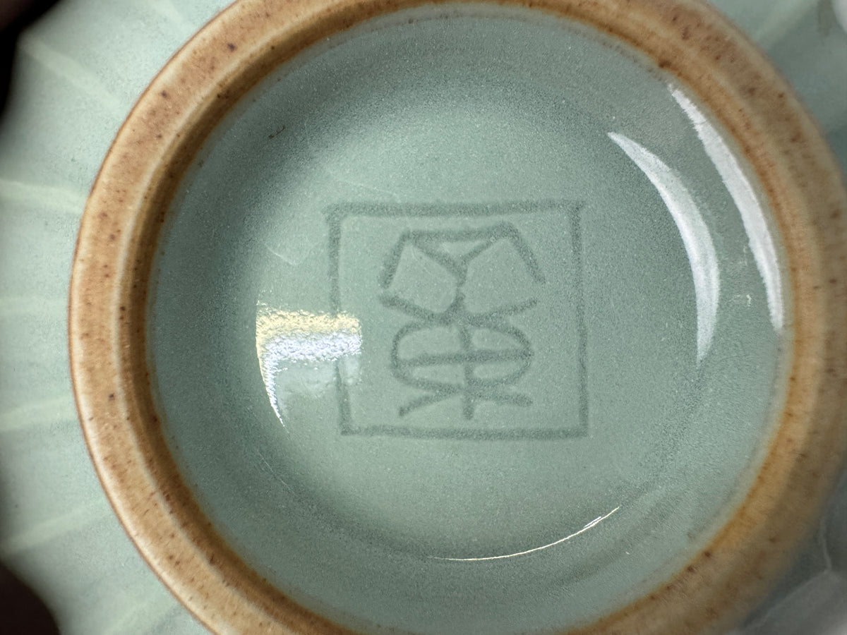 Y10903 CHAWAN Celadon bowl signed box Kyo-ware Japan antique tea ceremony cup