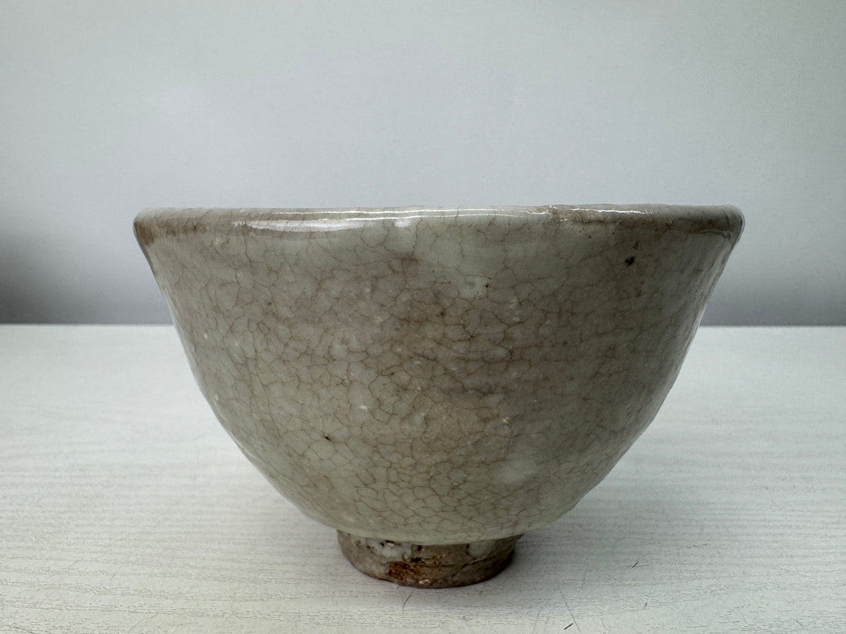 Y10904 CHAWAN Hagi--ware bowl signed  box Japan antique tea ceremony pottery cup