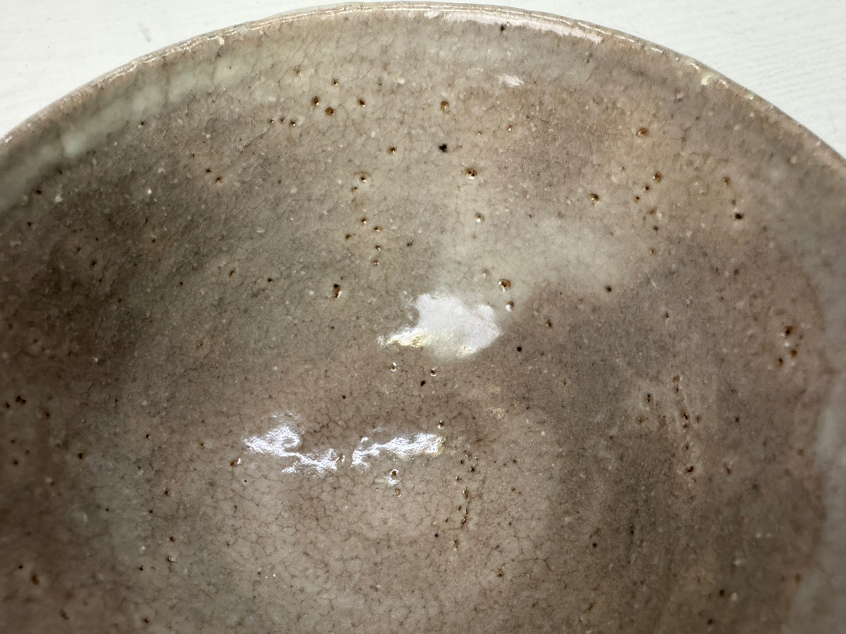 Y10904 CHAWAN Hagi--ware bowl signed  box Japan antique tea ceremony pottery cup