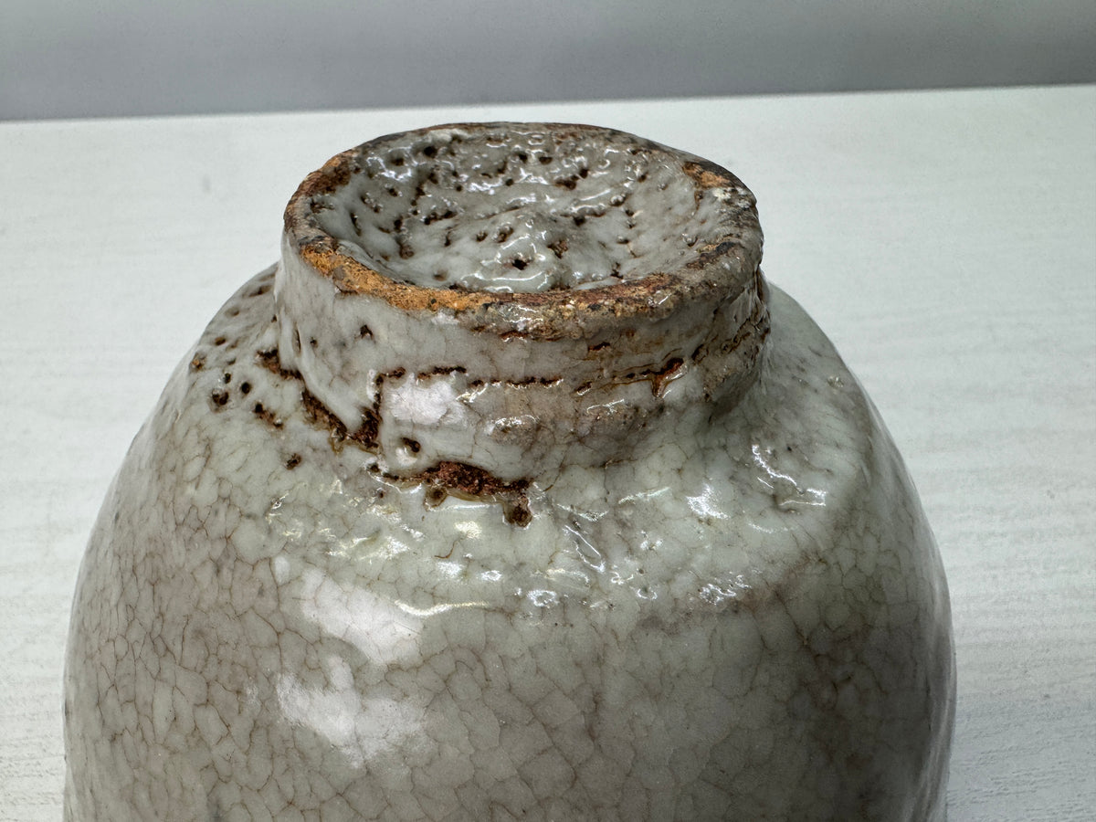 Y10904 CHAWAN Hagi--ware bowl signed  box Japan antique tea ceremony pottery cup