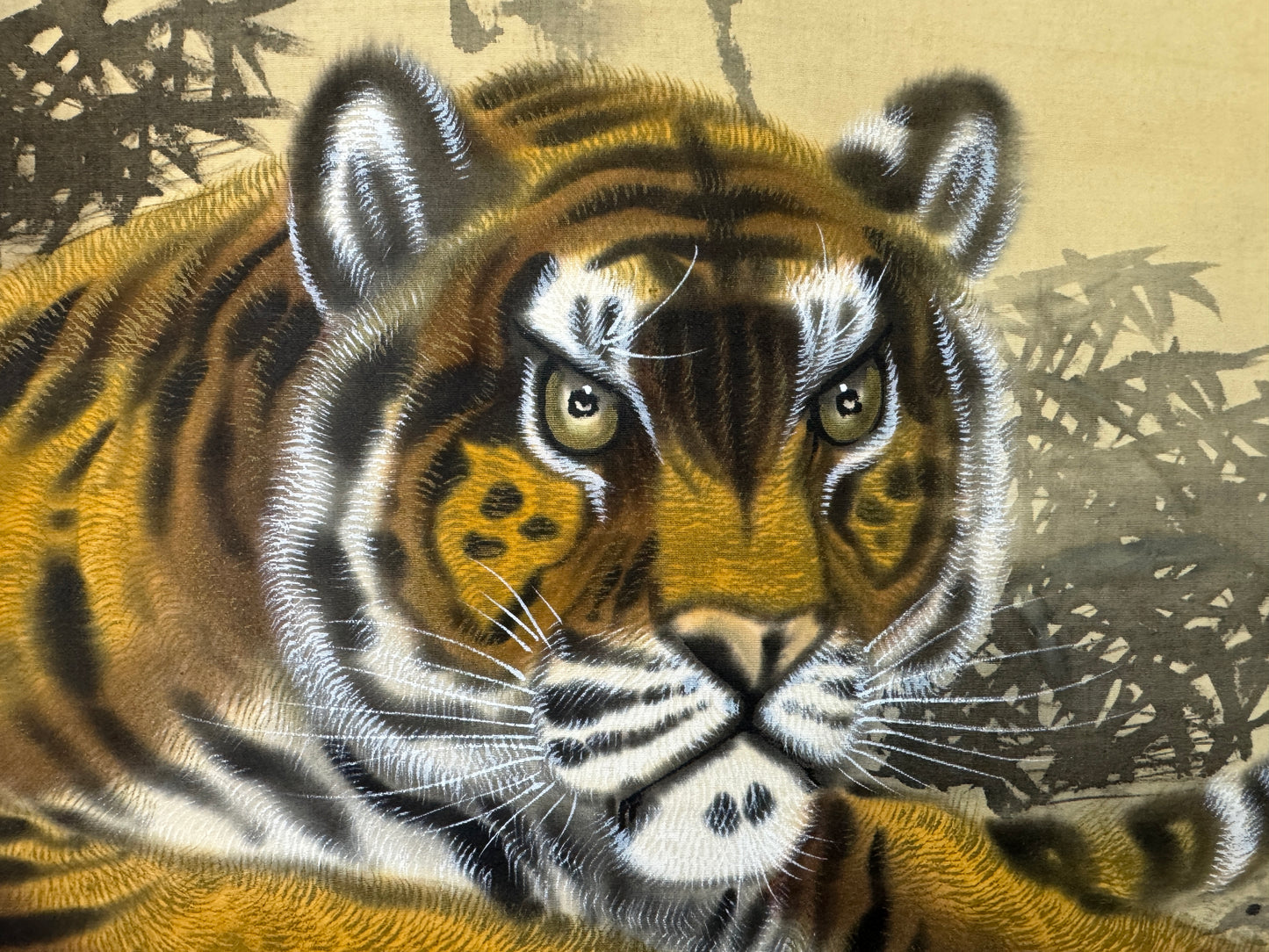 Y10906 KAKEJIKU Hanging scroll Tiger signed Japan antique wall interior art