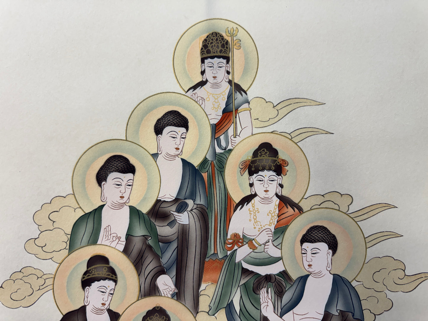 Y10907 KAKEJIKU Hanging scroll Jusanbutsu 13 Buddhas signed box Japan antique