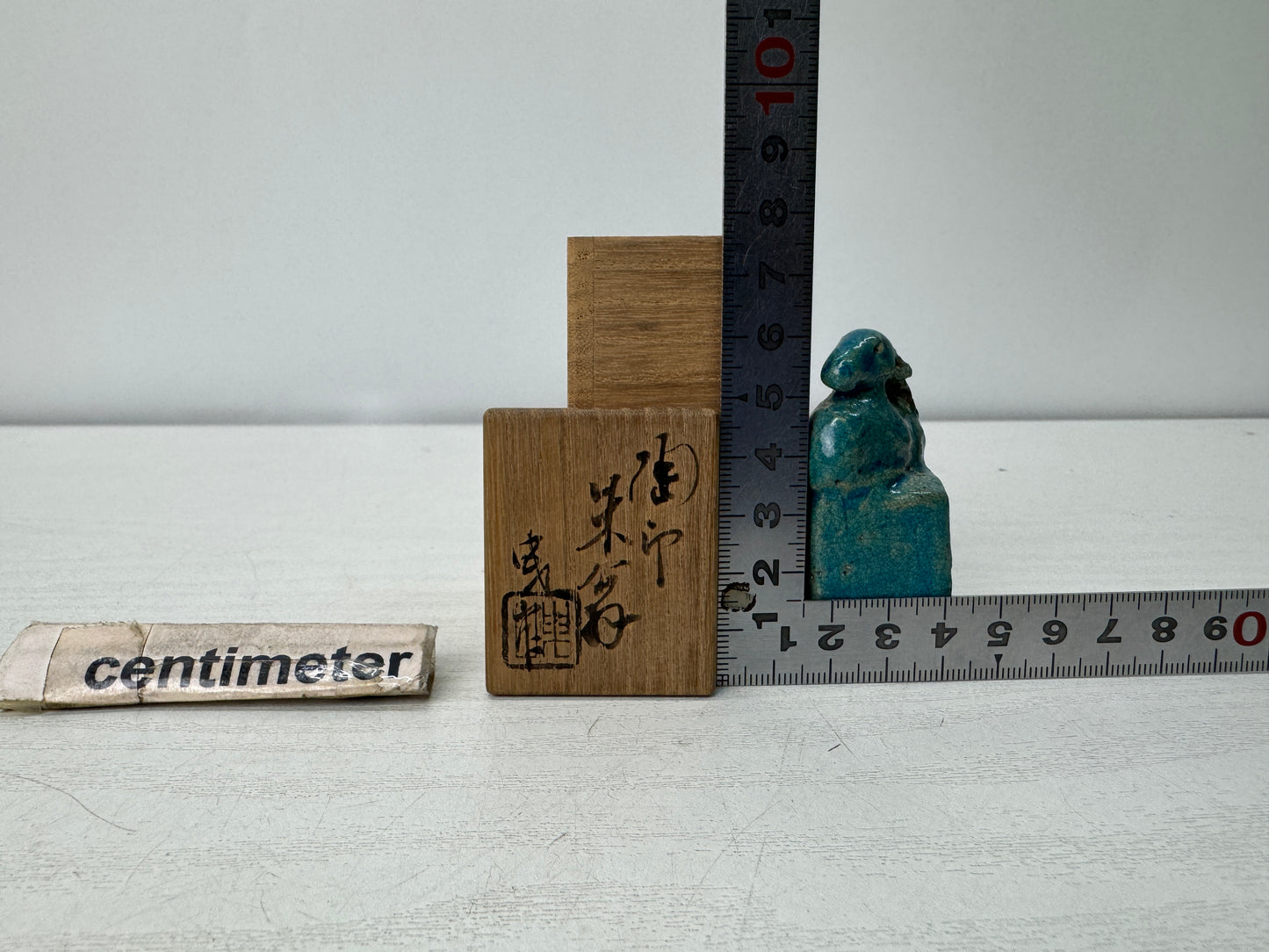 Y10910 STAMP MATERIAL ceramic Deer signed box stationery Japan antique hanko