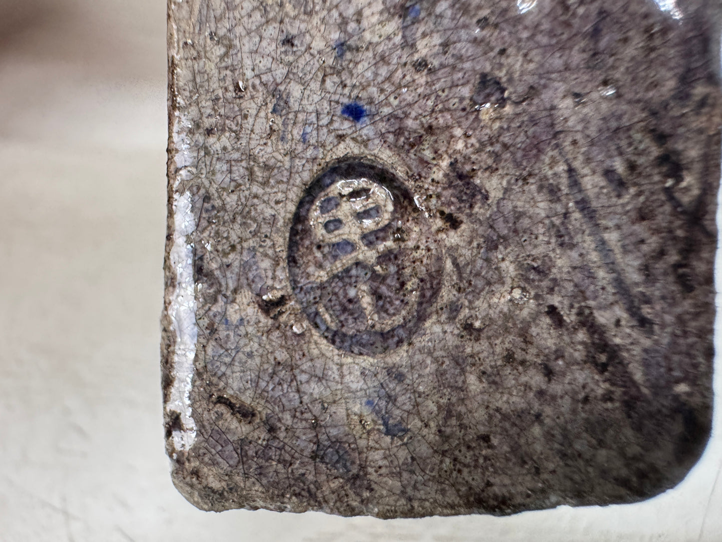 Y10911 STAMP MATERIAL ceramic Mouse signed box Japan antique hanko inkan seal