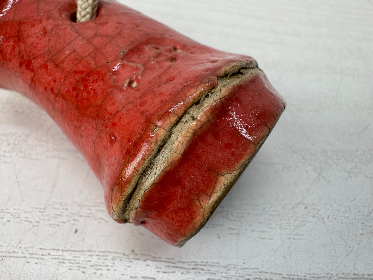 Y10913 STAMP MATERIAL ceramic Bamboo signed box Japan antique hanko inkan seal