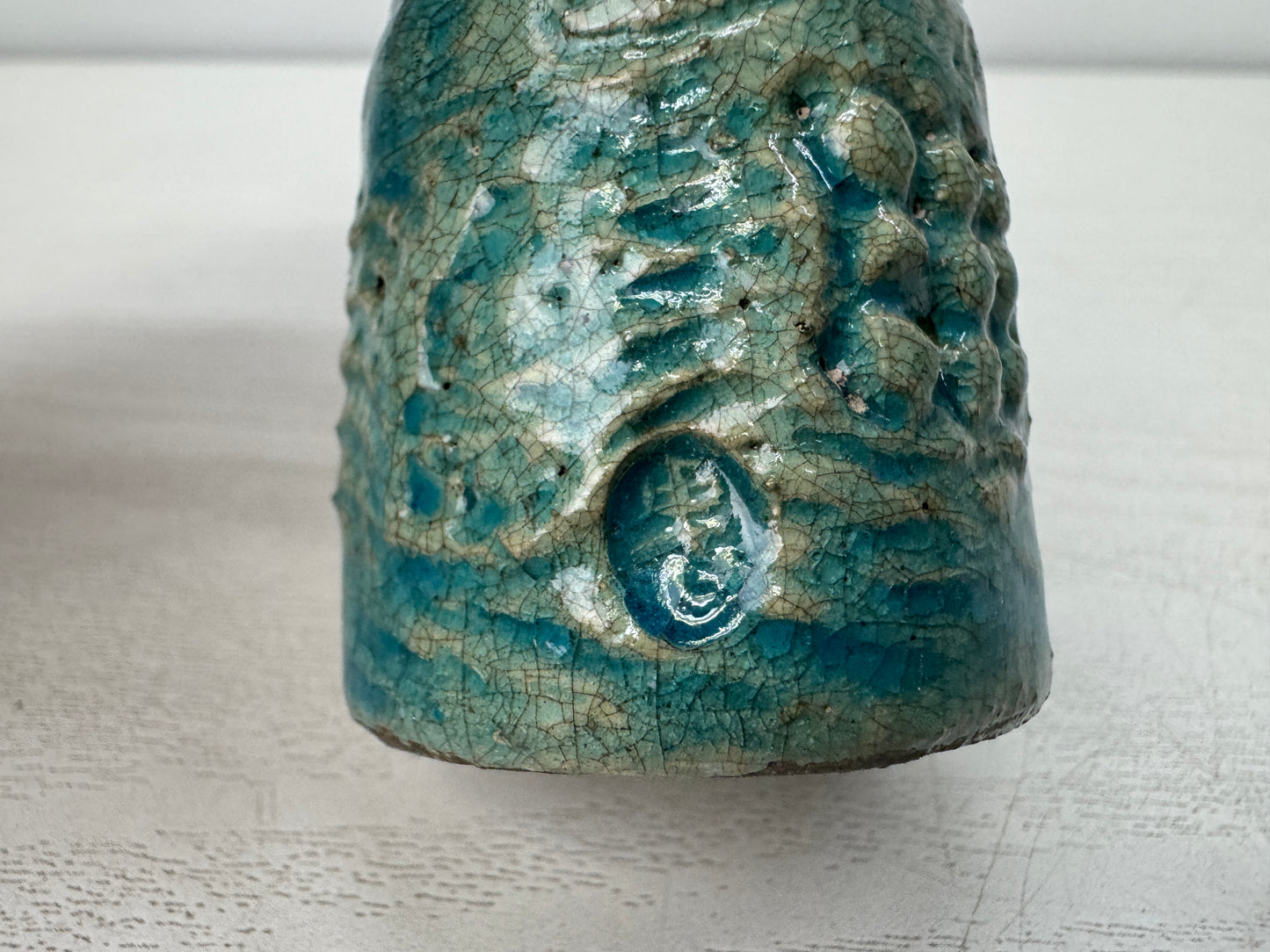 Y10914 STAMP MATERIAL ceramic Bell Dragon signed box Japan antique hanko inkan
