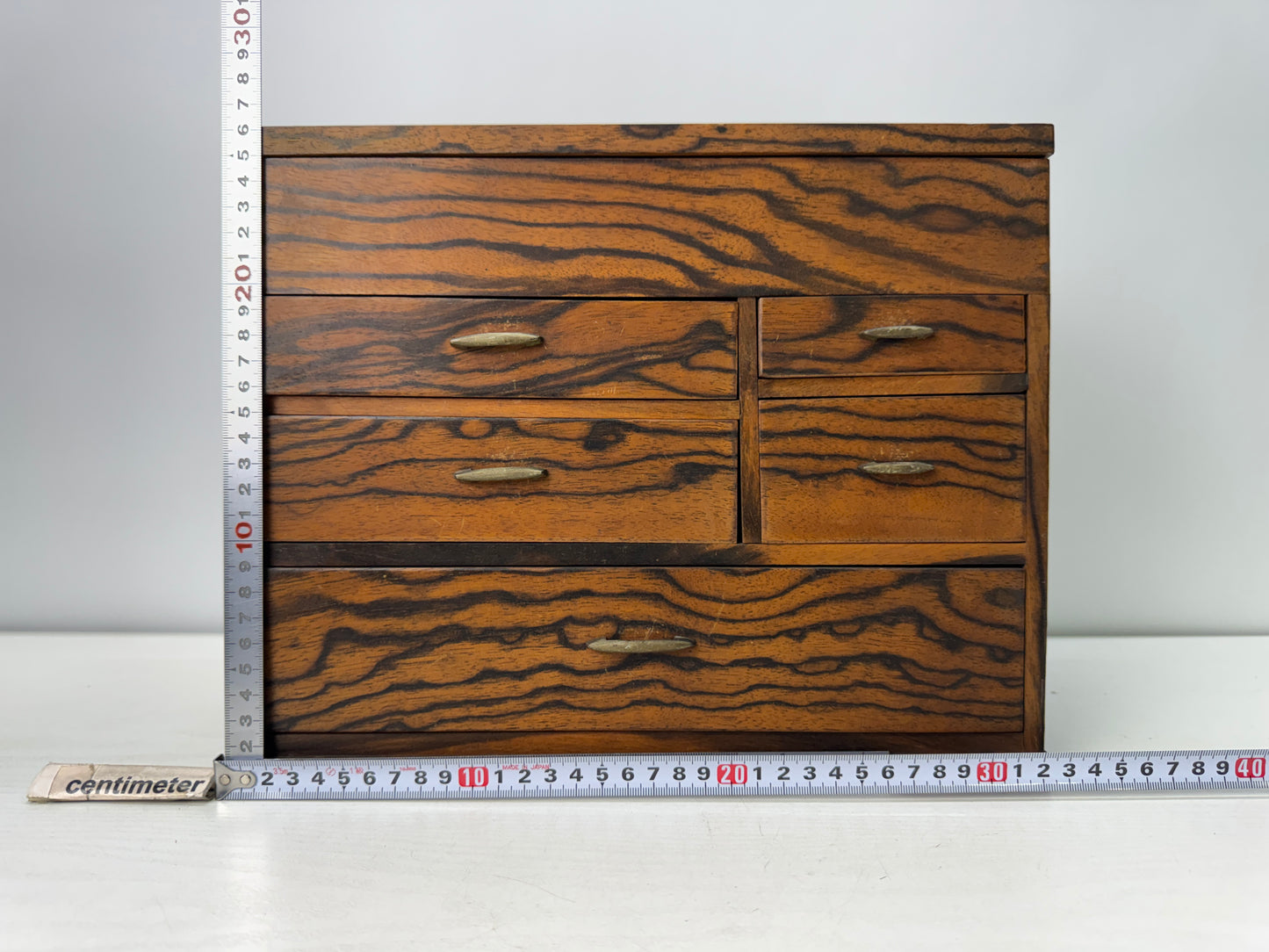 Y10916 TANSU wooden Sewing box accessory case small chest Japan antique storage