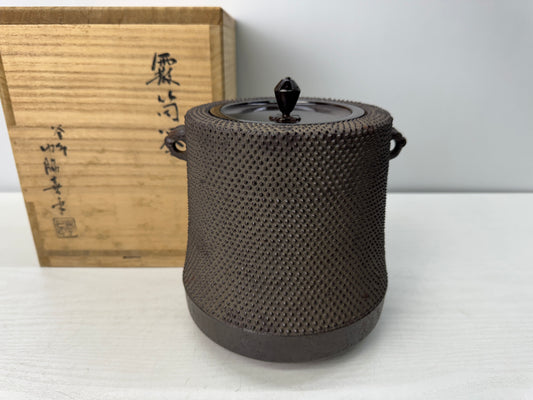 Y10922 CHAGAMA Iron teapot pot kettle signed box Japan antique tea ceremony