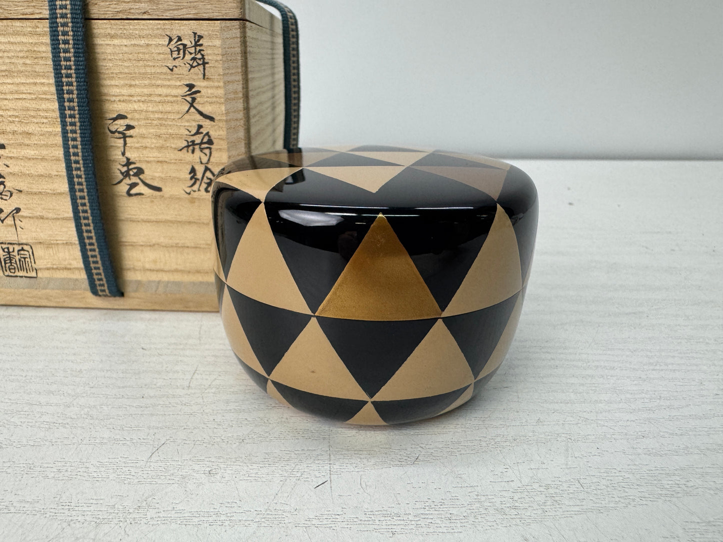 Y10923 TEA CADDY Makie Natsume signed box Japan antique tea ceremony matcha