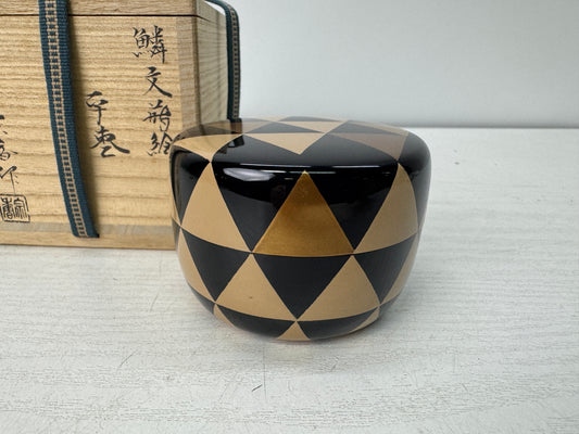 Y10923 TEA CADDY Makie Natsume signed box Japan antique tea ceremony matcha