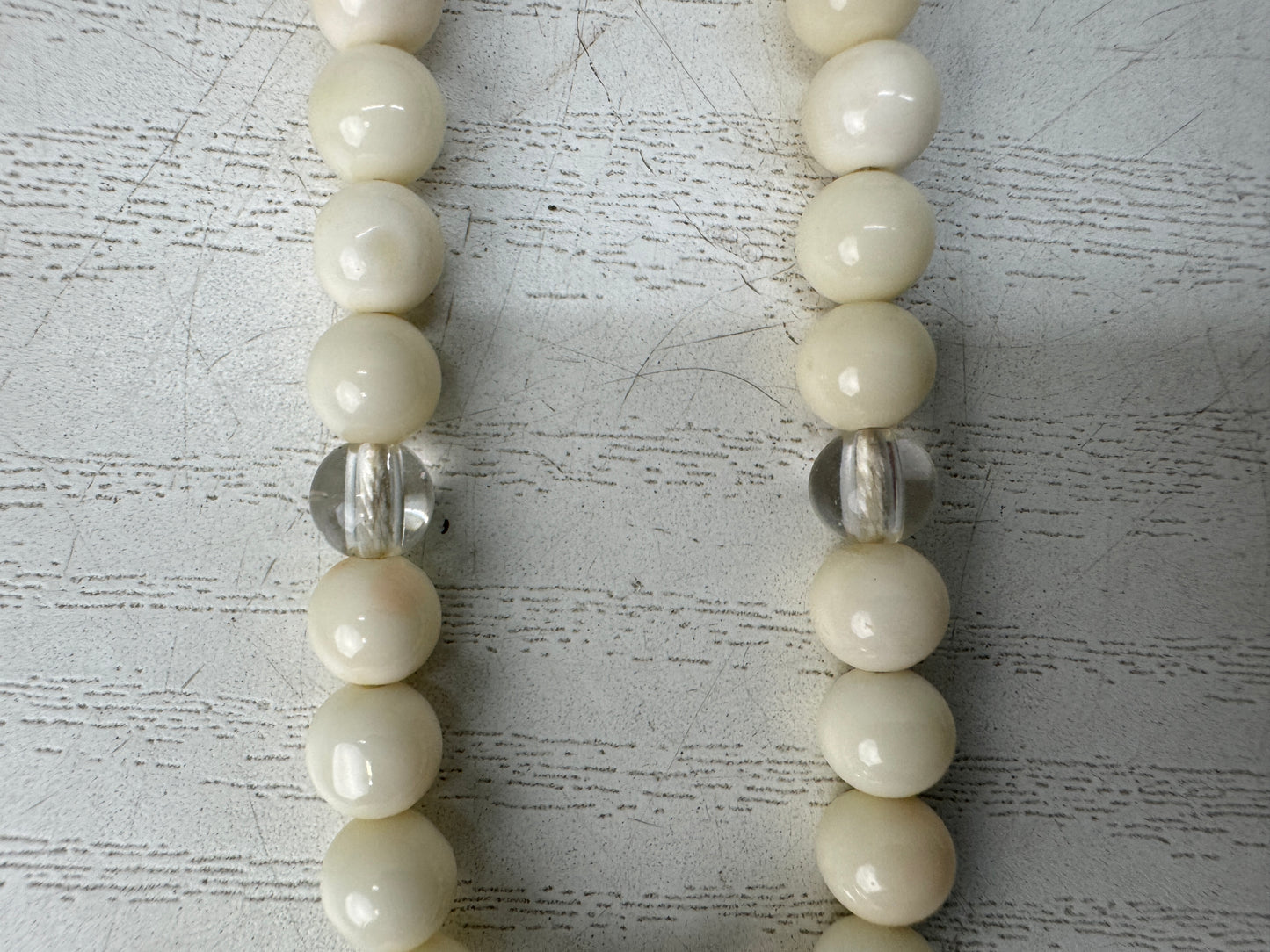Y10928 JUZU genuine white coral Prayer beads Buddhist ritual item Japan antique