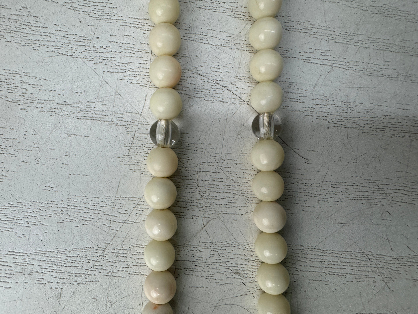 Y10928 JUZU genuine white coral Prayer beads Buddhist ritual item Japan antique