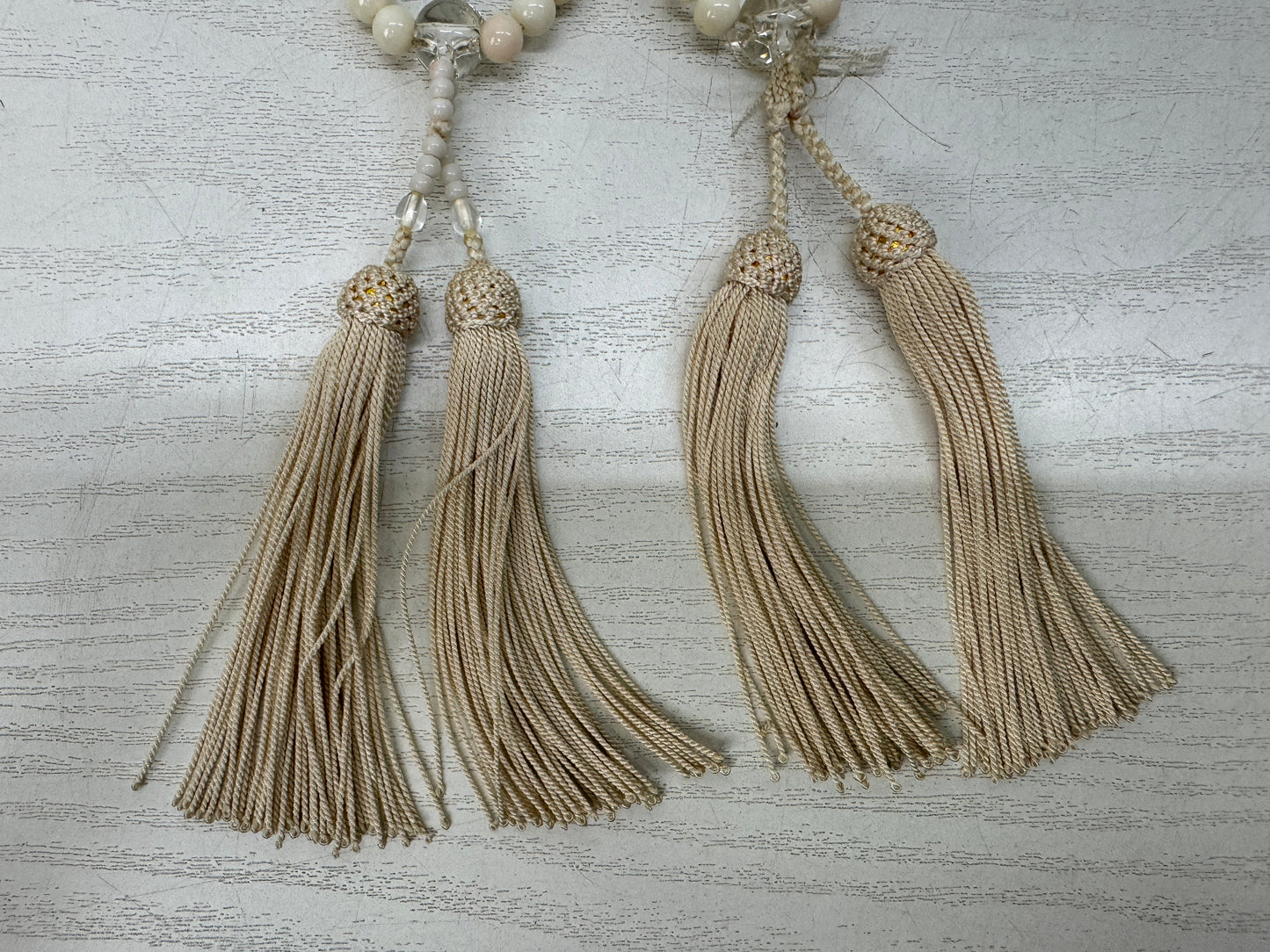Y10928 JUZU genuine white coral Prayer beads Buddhist ritual item Japan antique
