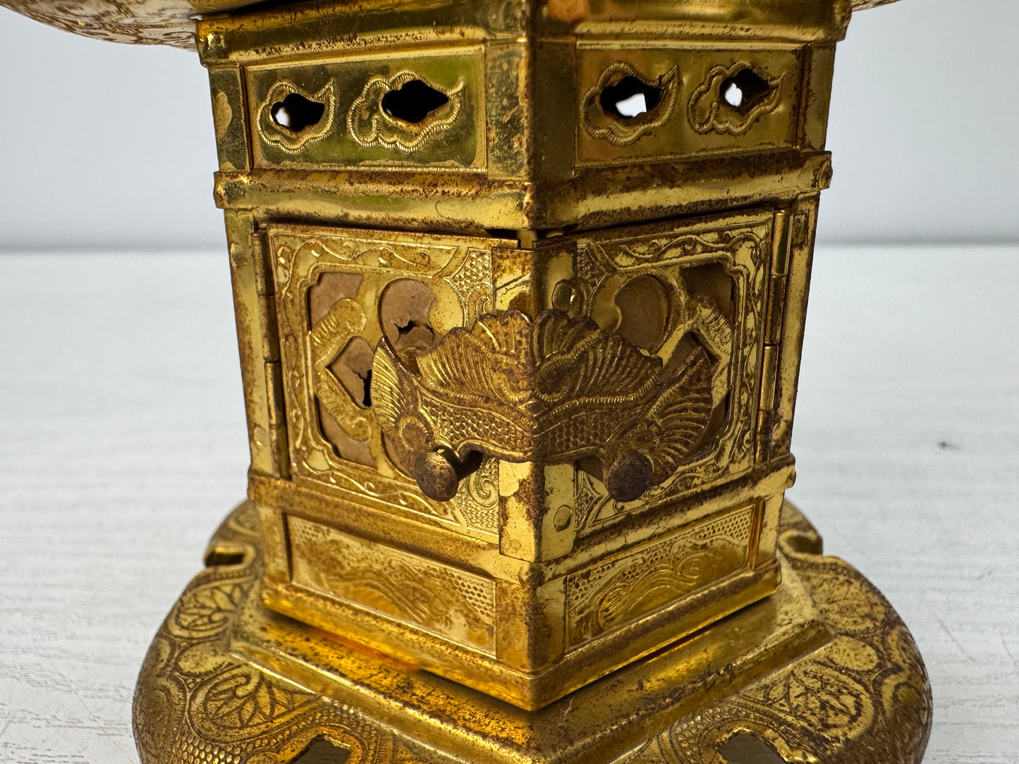 Y10929 TOUROU small Hanging Lantern pair gold leaf Japan antique lighting light
