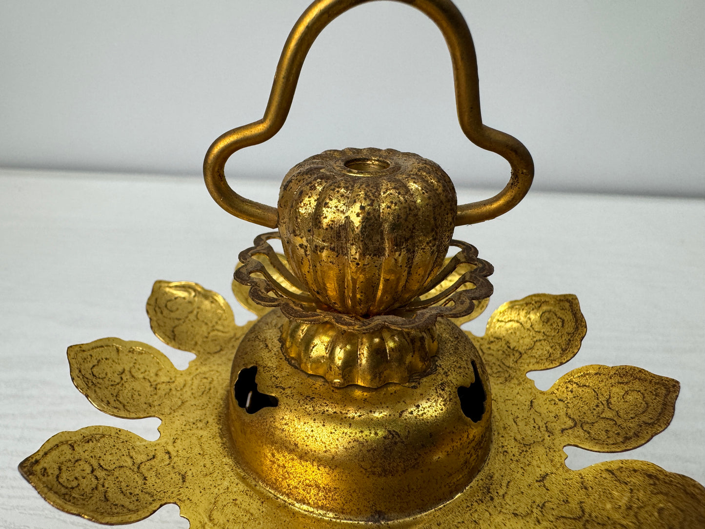 Y10929 TOUROU small Hanging Lantern pair gold leaf Japan antique lighting light