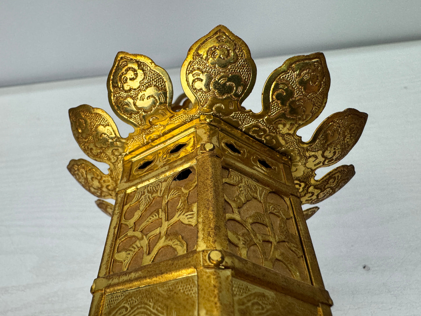 Y10929 TOUROU small Hanging Lantern pair gold leaf Japan antique lighting light