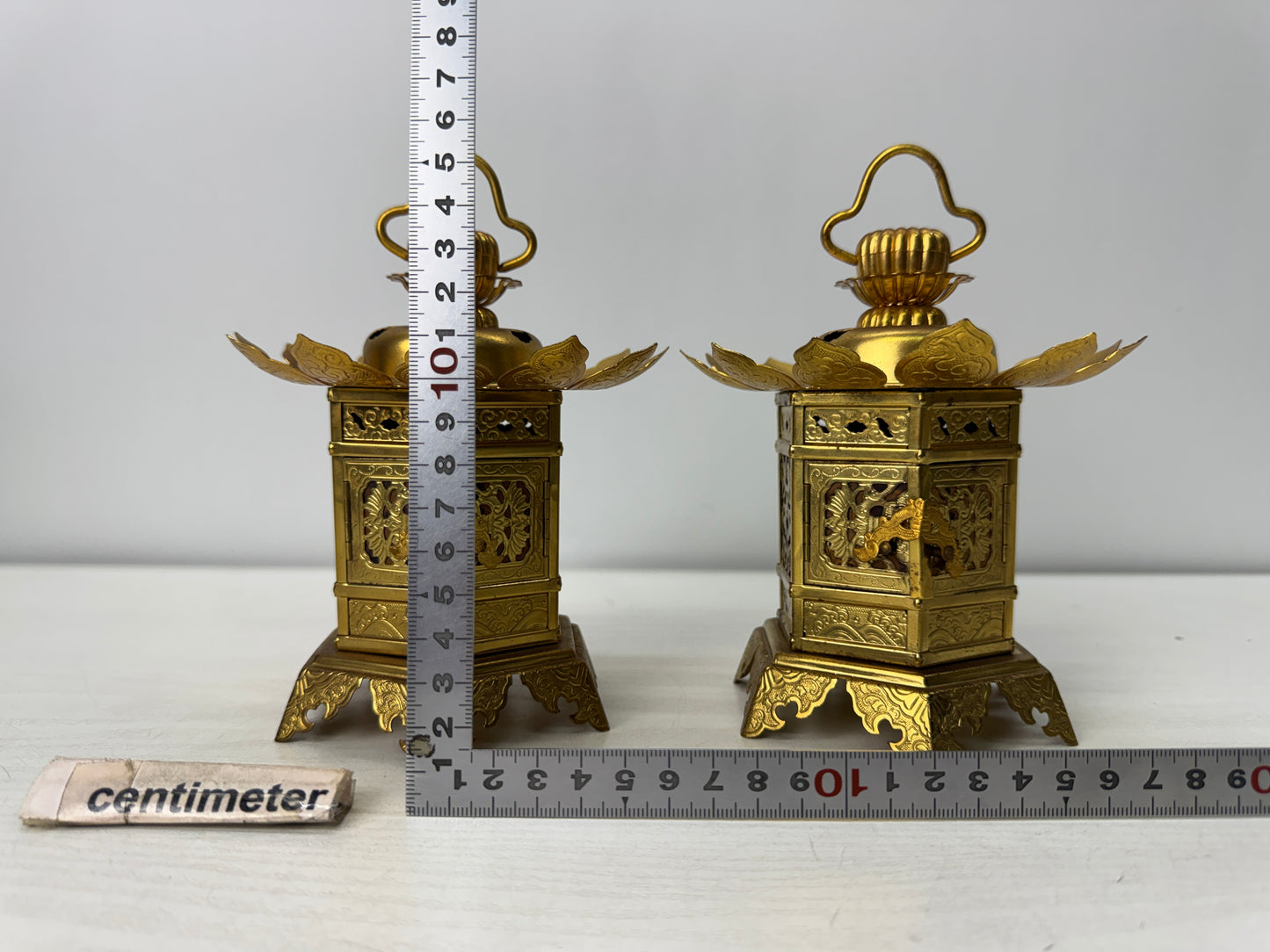 Y10930 TOUROU small Hanging Lantern pair Andon Japan antique lighting light