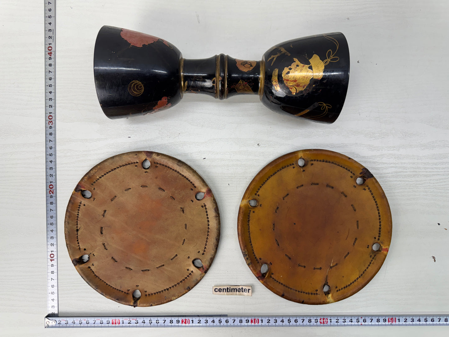 Y10932 TAIKO Tsuzumi hand drum Makie Japanese traditional dance Japan antique