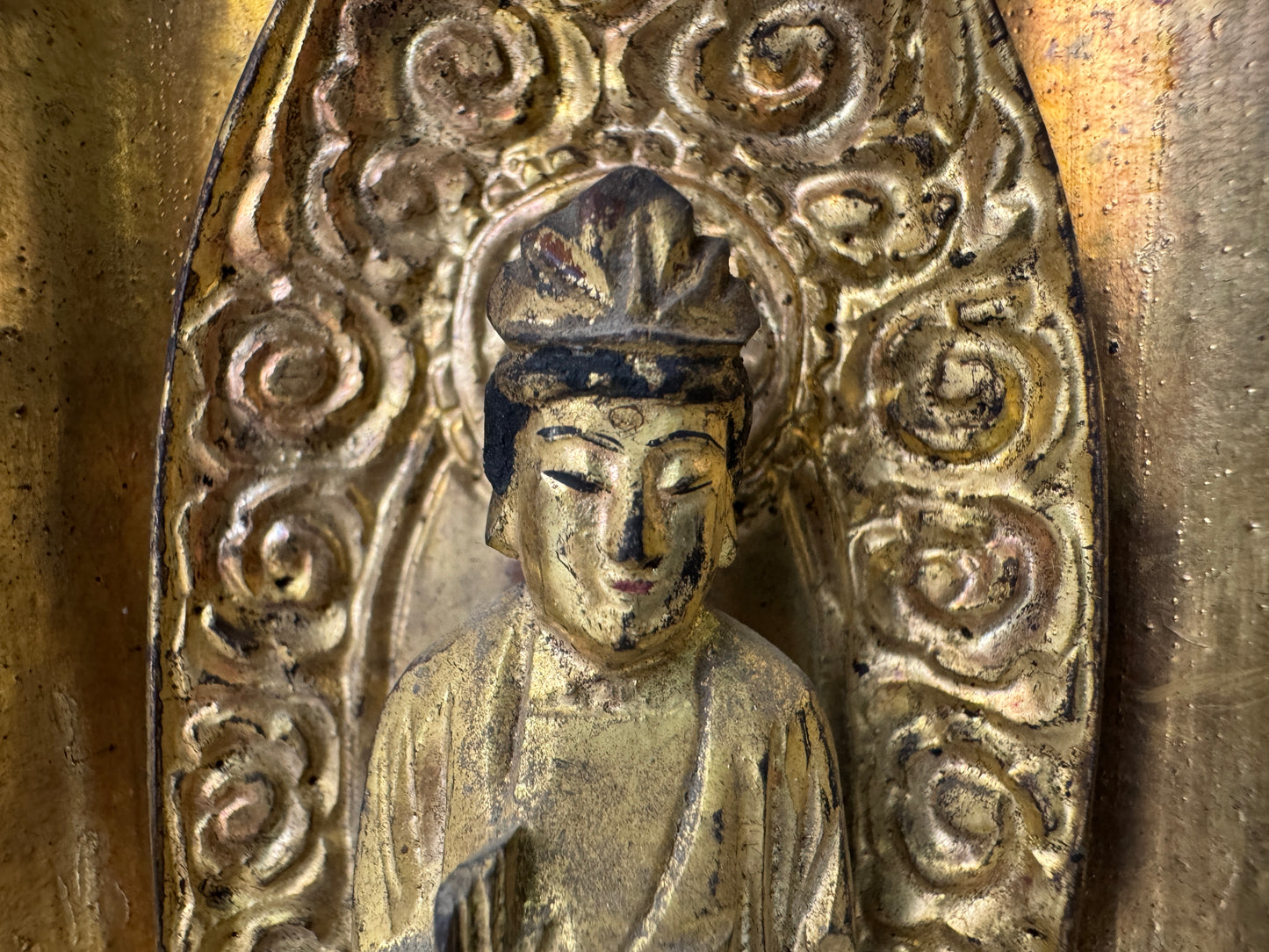 Y10936 STATUE Kannon Goddess of Mercy figurine shrine Japan antique Buddhist art