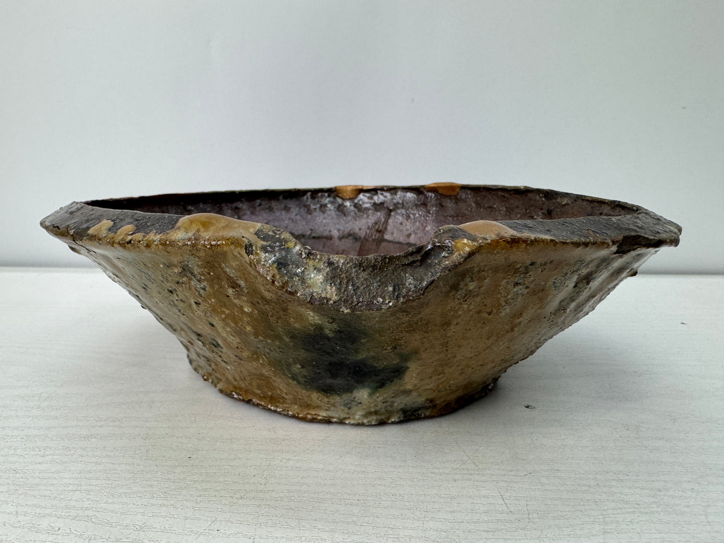 Y10940 CHAWAN Yoro-ware Katakuchi lipped bowl large signed box Japan antique