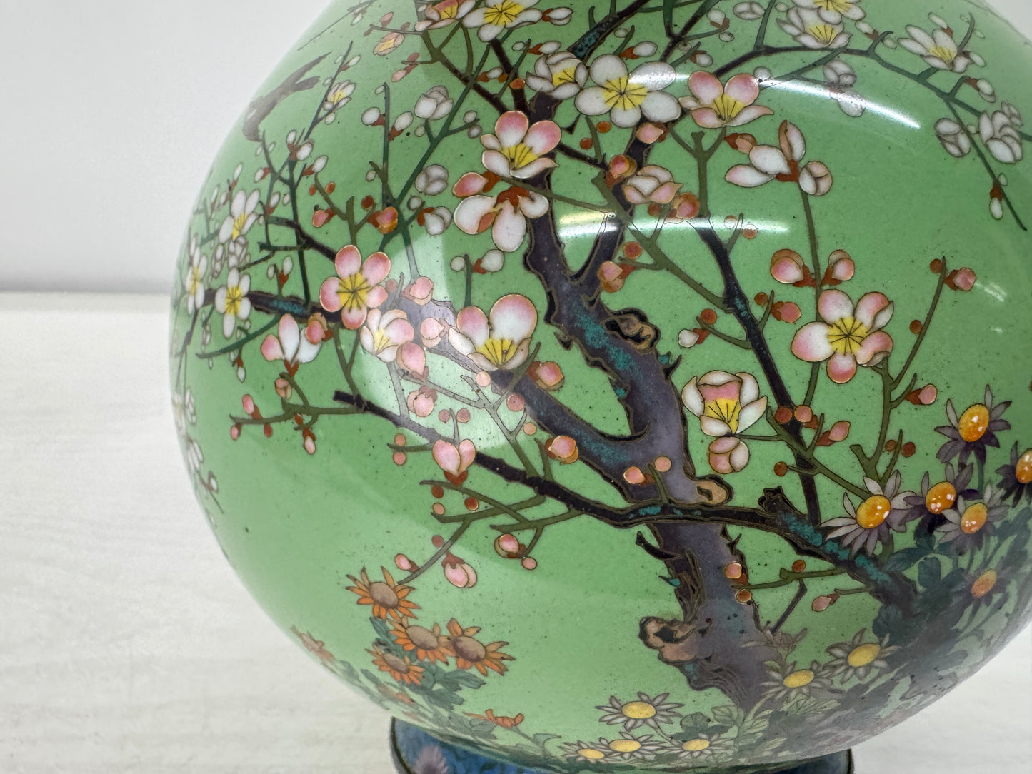 Y10941 FLOWER VASE Cloisonne box Japan antique ikebana floral arrangement decor