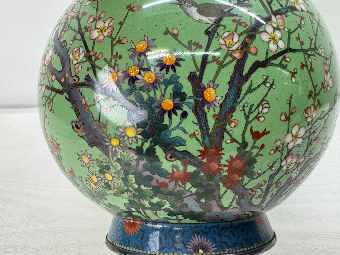 Y10941 FLOWER VASE Cloisonne box Japan antique ikebana floral arrangement decor