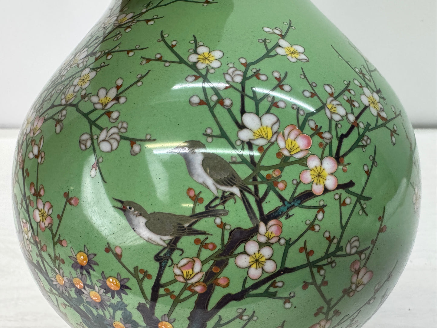 Y10941 FLOWER VASE Cloisonne box Japan antique ikebana floral arrangement decor