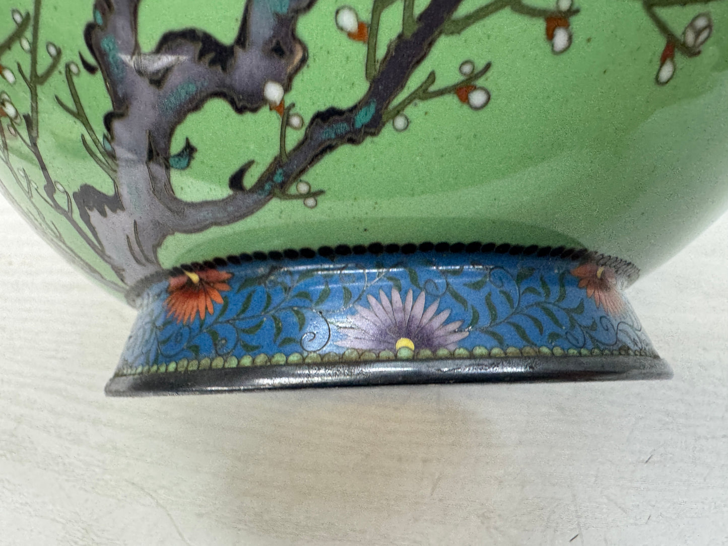 Y10941 FLOWER VASE Cloisonne box Japan antique ikebana floral arrangement decor