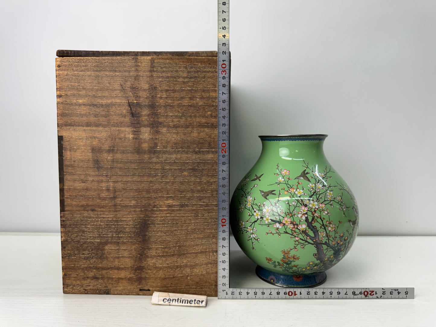 Y10941 FLOWER VASE Cloisonne box Japan antique ikebana floral arrangement decor