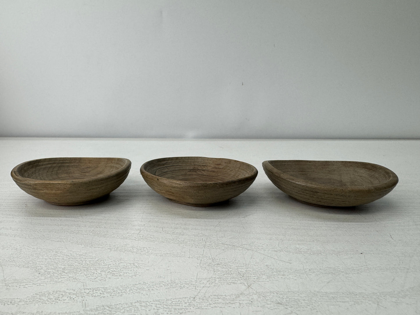 Y10942 DISH small wooden plate set of 5 box  Japan antique folk art tableware