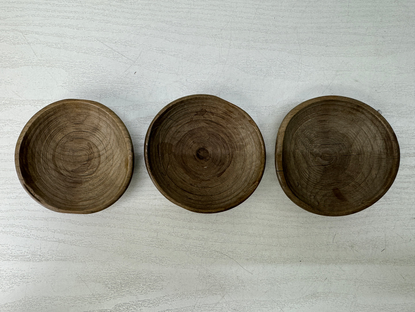 Y10942 DISH small wooden plate set of 5 box  Japan antique folk art tableware