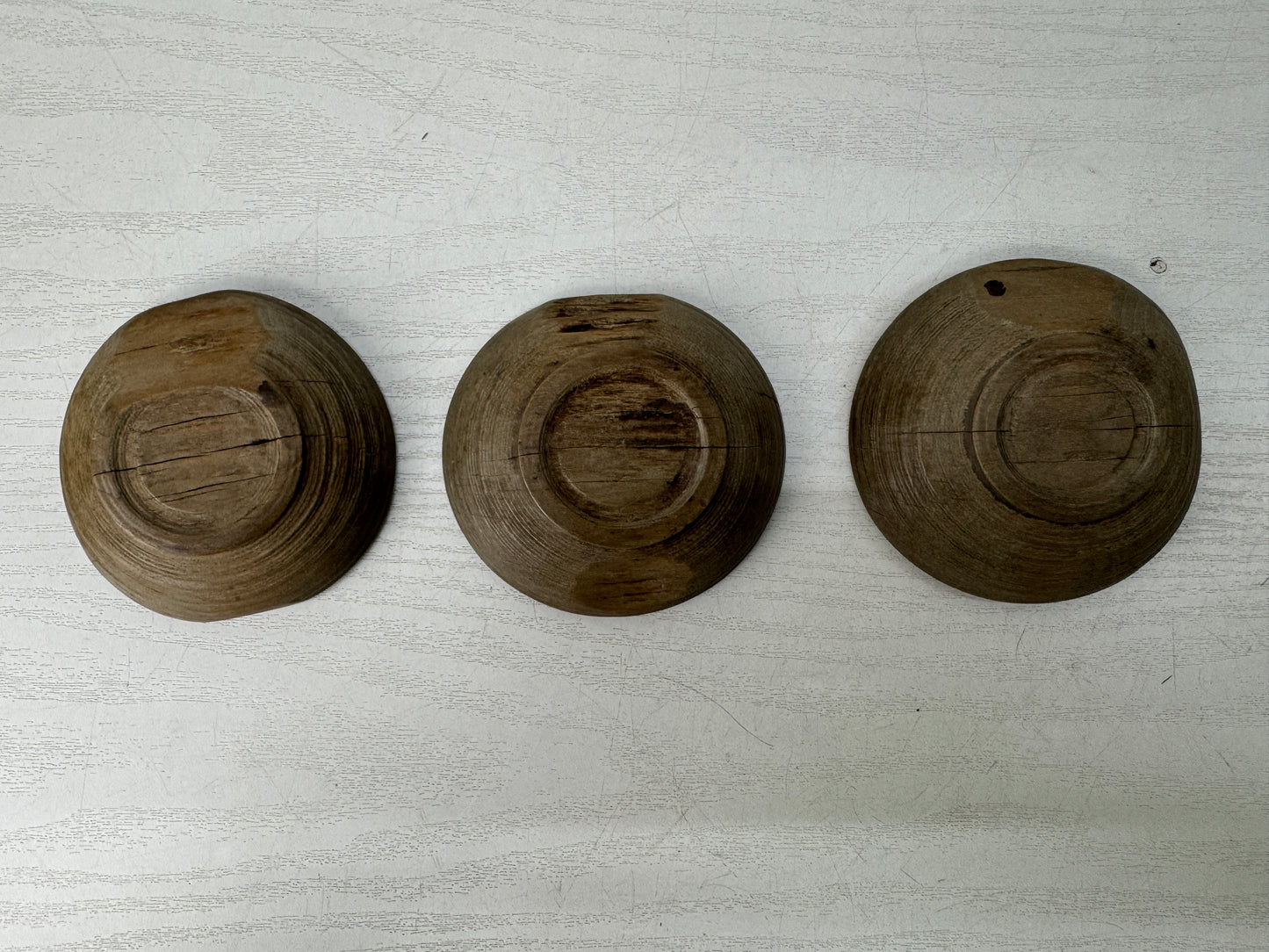 Y10942 DISH small wooden plate set of 5 box  Japan antique folk art tableware