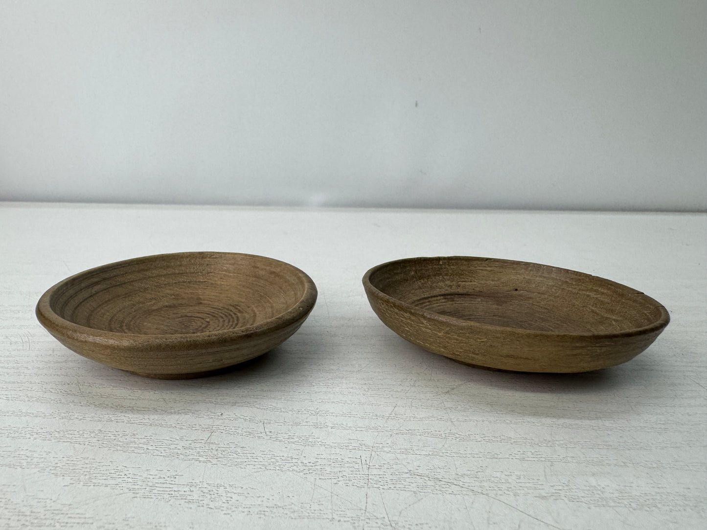 Y10942 DISH small wooden plate set of 5 box  Japan antique folk art tableware