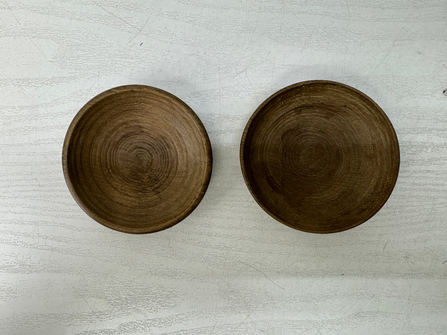 Y10942 DISH small wooden plate set of 5 box  Japan antique folk art tableware
