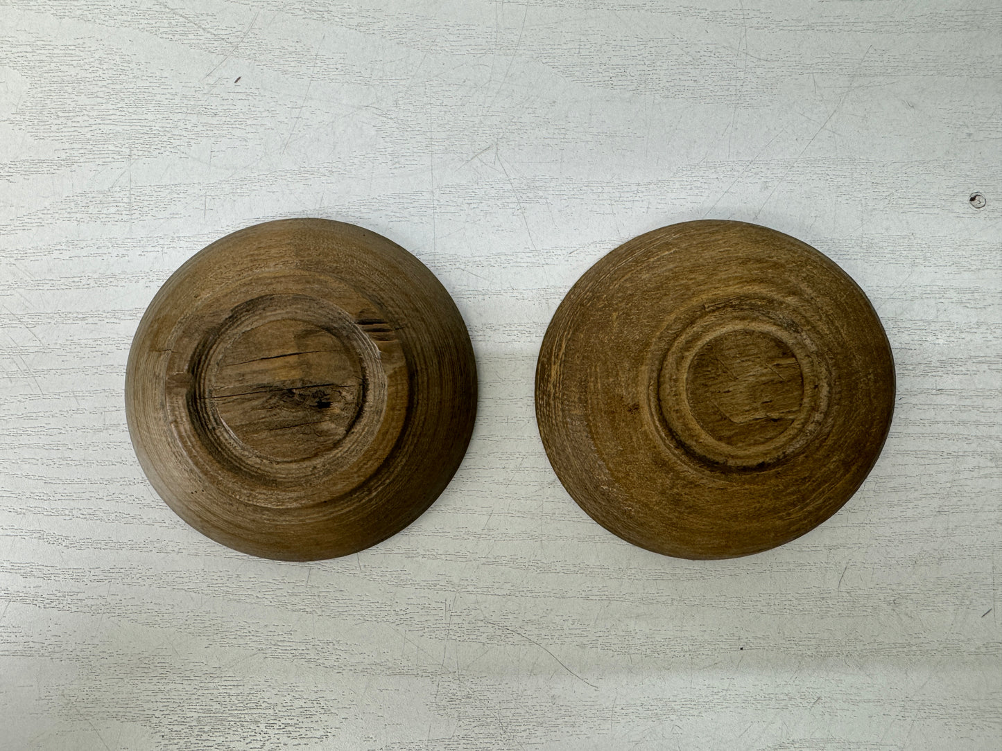 Y10942 DISH small wooden plate set of 5 box  Japan antique folk art tableware