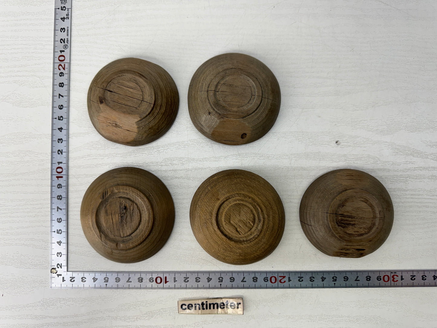 Y10942 DISH small wooden plate set of 5 box  Japan antique folk art tableware