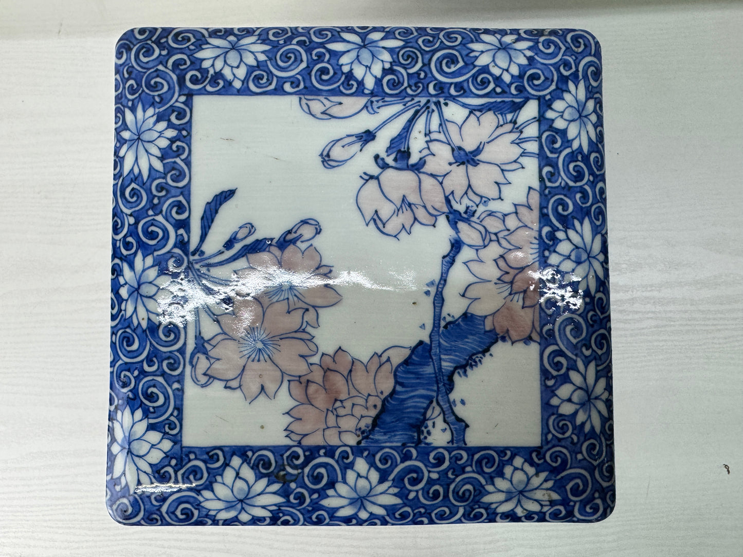 Y10944 BOX Seto-ware stacked food container Cherry blossom Japan antique kitchen