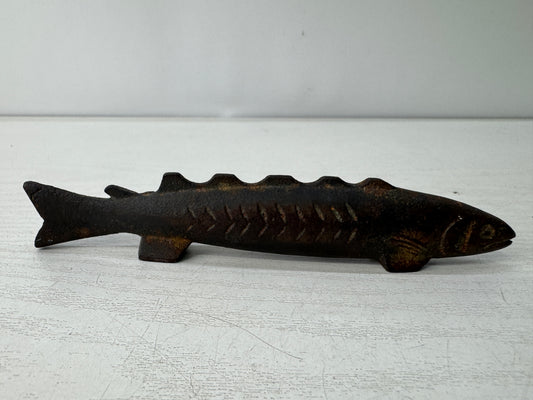 Y10949 OKIMONO metal Fish-shaped paperweight stationery Japan antique figure