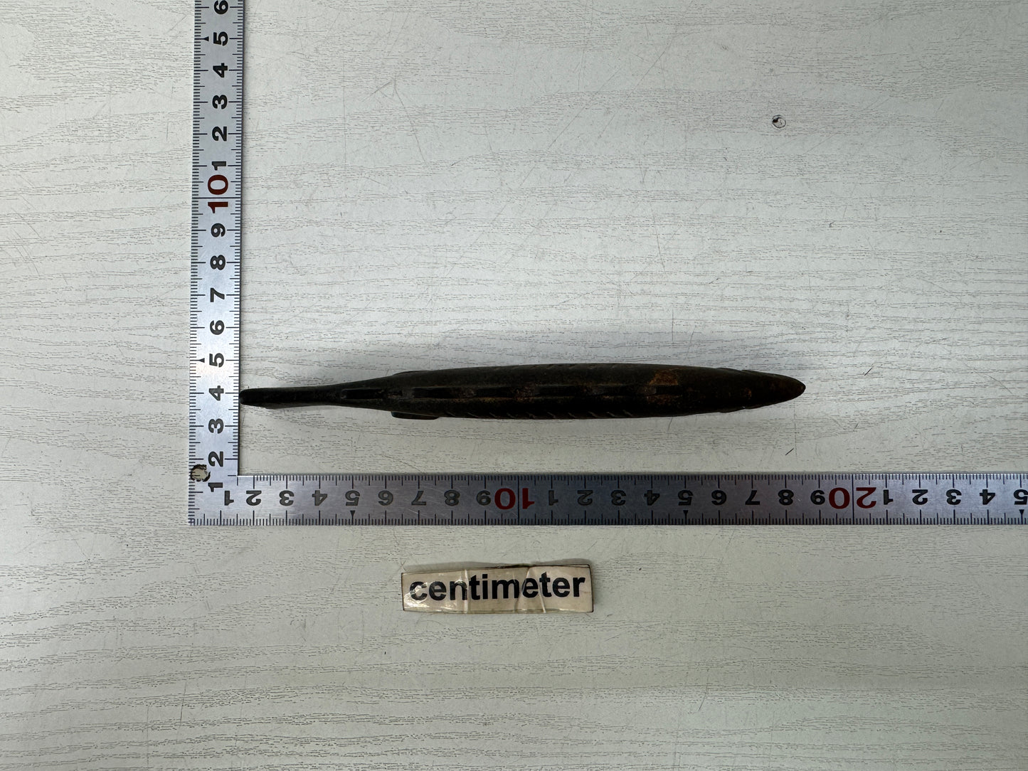 Y10949 OKIMONO metal Fish-shaped paperweight stationery Japan antique figure