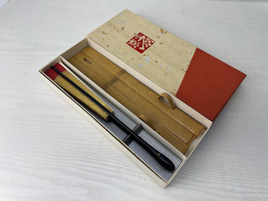 Y10950 SENSU Folding fan bamboo display stand box Japan antique vintage kimono