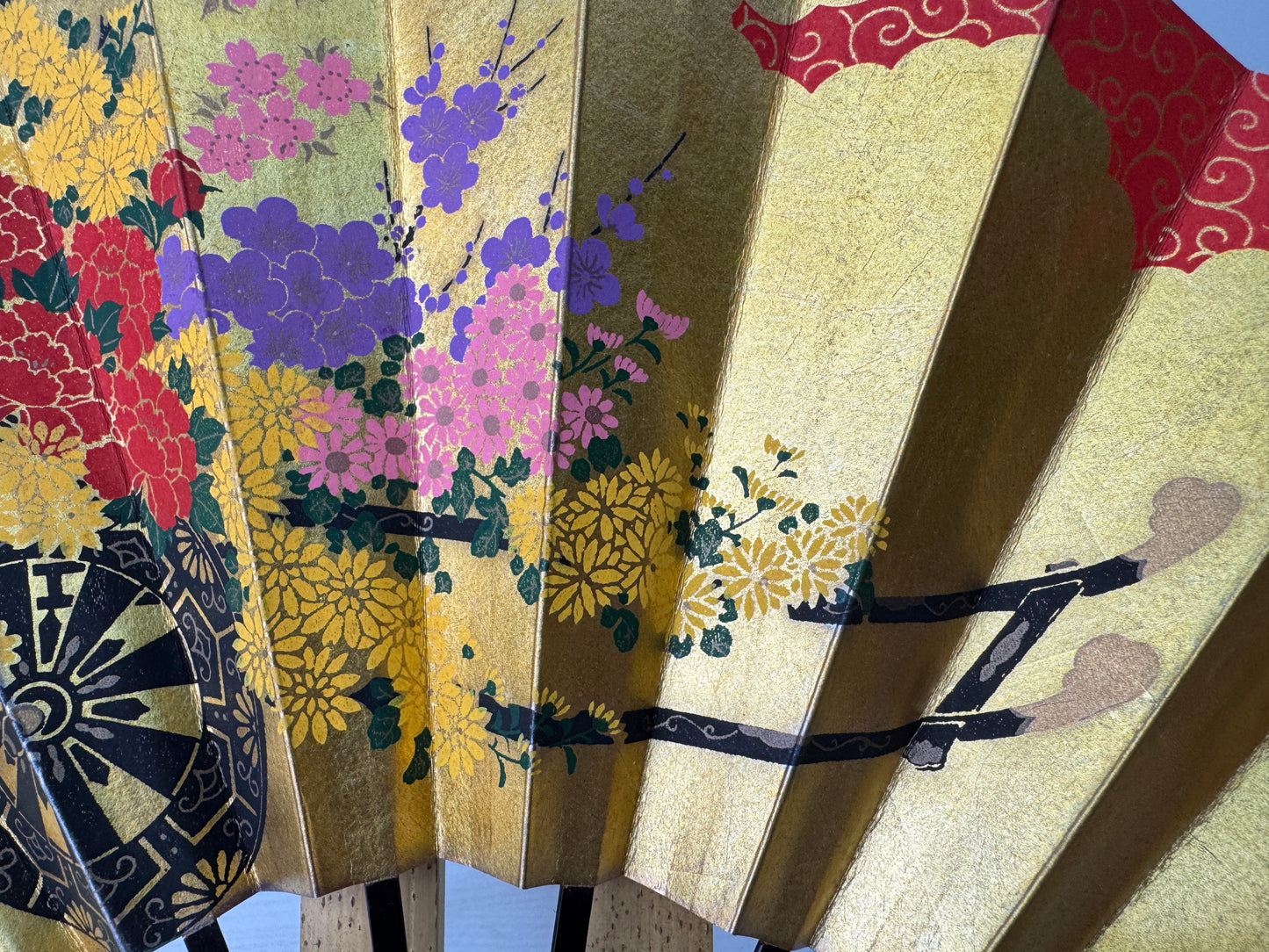Y10950 SENSU Folding fan bamboo display stand box Japan antique vintage kimono