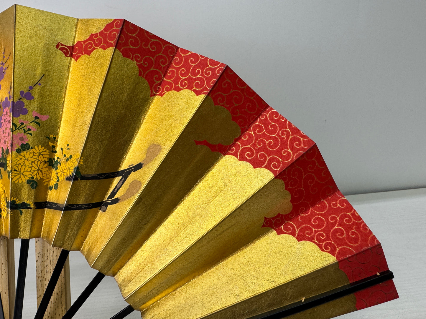 Y10950 SENSU Folding fan bamboo display stand box Japan antique vintage kimono