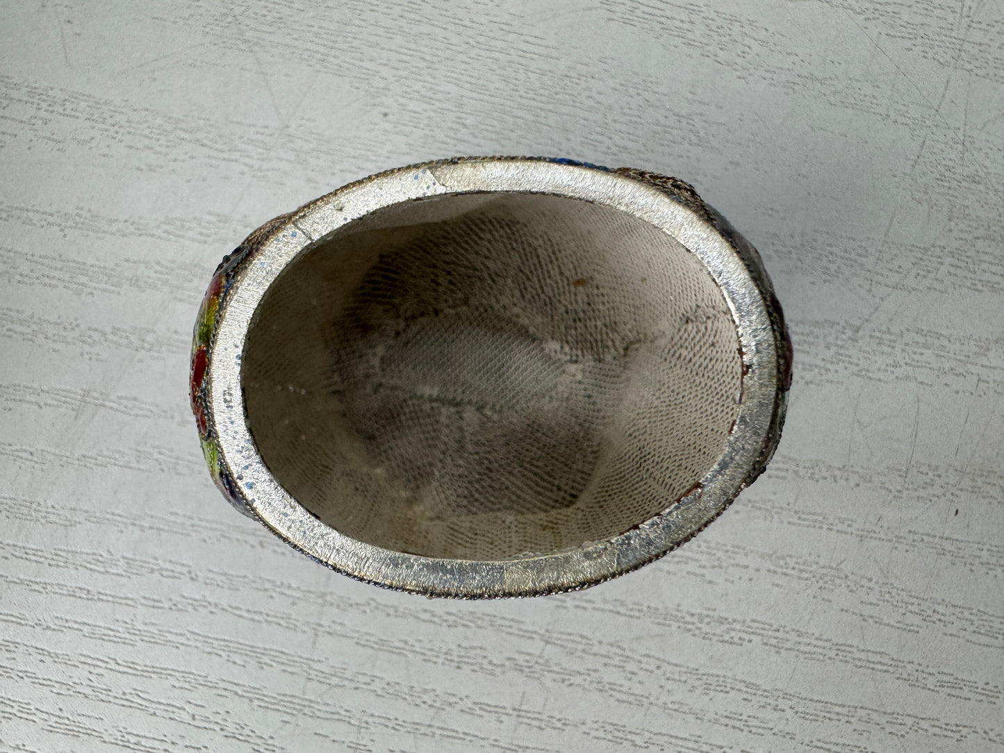 Y10954 BOX Silver Cloisonne Owl accessory case trinket container China antique